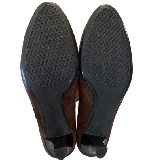 Salvador Ferragamo Vintage Brown Suede Slip on Heels Women’s Pumps Shoes Size 11 - Picture 5 of 7